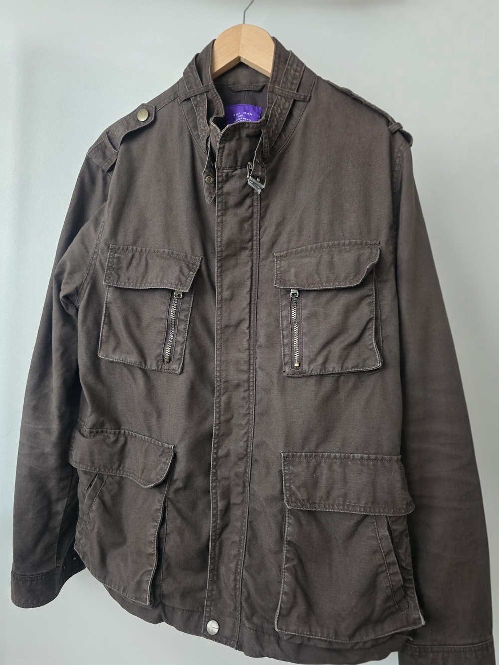 Zara Military Jacket in Dark Brown